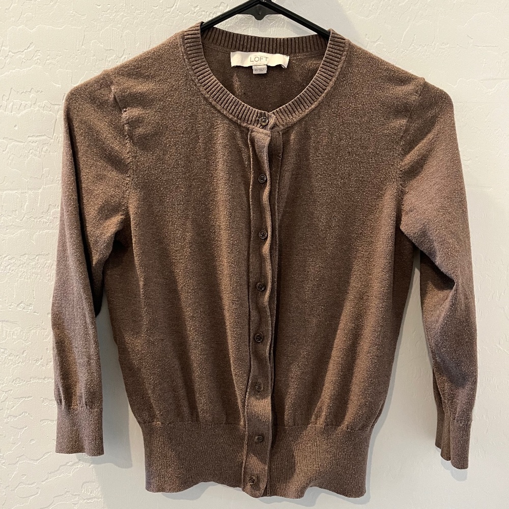 Ann Taylor LOFT brown cardigan size XS button up see notes